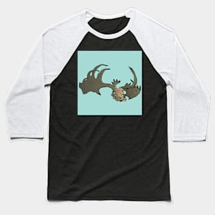 antlered skull of a prehistoric deer Baseball T-Shirt